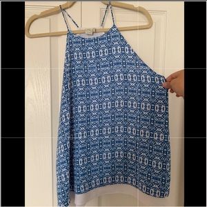 Paper Crane Blue & White High-Neck Tank